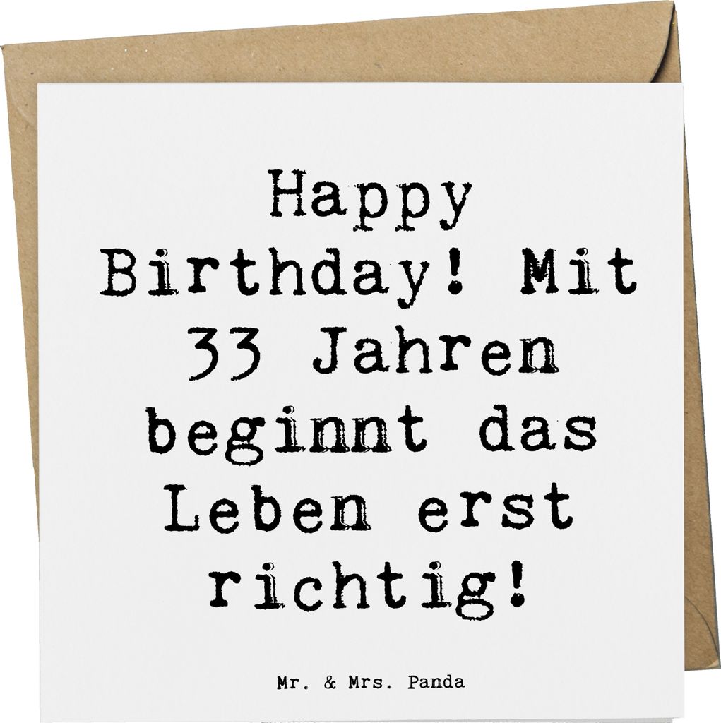 Mr. & Mrs. Panda Klappkarte Spruch 33. Geburtstag - Weiß - Geschenk, Grußkarte, Geburtstagsgeschenk, Glückwunschkarte, Happy Birthday, Feier mit...