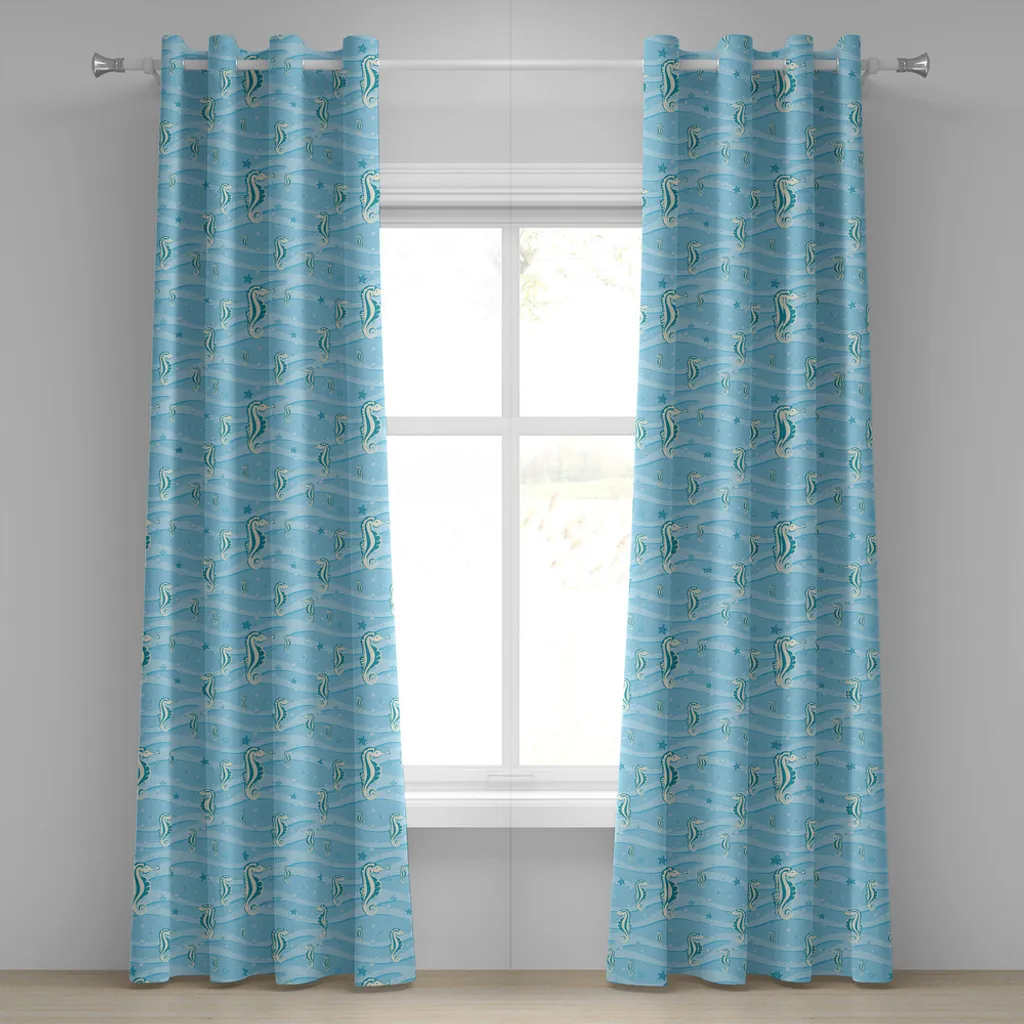 Rideaux occultants déco hippocampe pour chambre bébé et salle de jeux