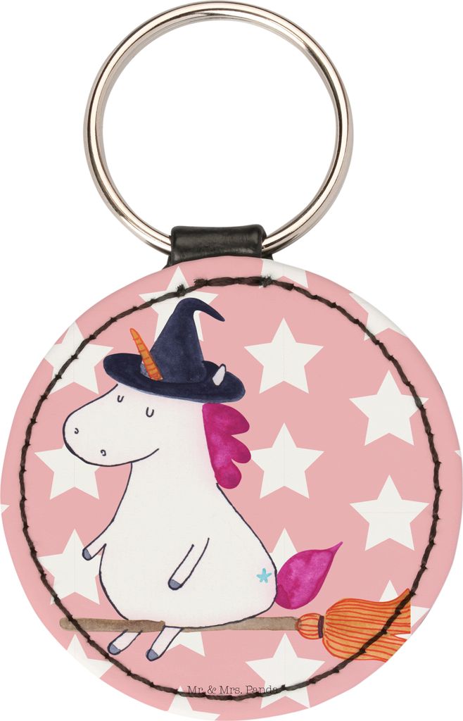 Mr. & Mrs. Panda Schlüsselanhänger Einhorn Hexe - Rot Pastell - Geschenk, Leben, Unicorn, Anhänger, Bedruckt, Freundin, Taschenanhänger, edel, ...