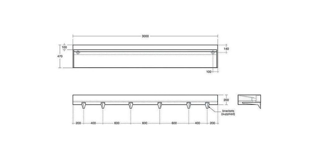 Ideal Standard S062801 Reihenwaschtisch Silhouette f.5 Pers.