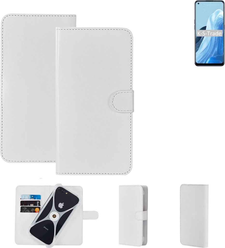 K-S-Trade Handy Hülle Schutz Hülle kompatibel mit Oppo Find X5 Lite Cover Case Bookstyle Bumper weiß 1x