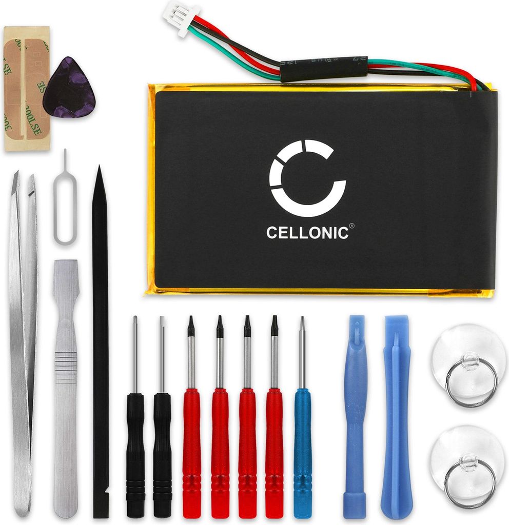 CELLONIC 1x Akku für Navigation Kompatibel mit Garmin Nüvi 245W, nüvi 1390T, Nüvi 1490, 361-00019-12 - (1250mAh, 3.7V) + Werkzeug-Set