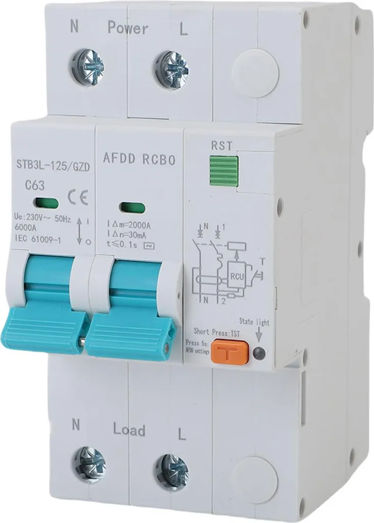 Disjoncteur AFDD 2P 63A Idéal pour Prévenir les Incendies Électriques