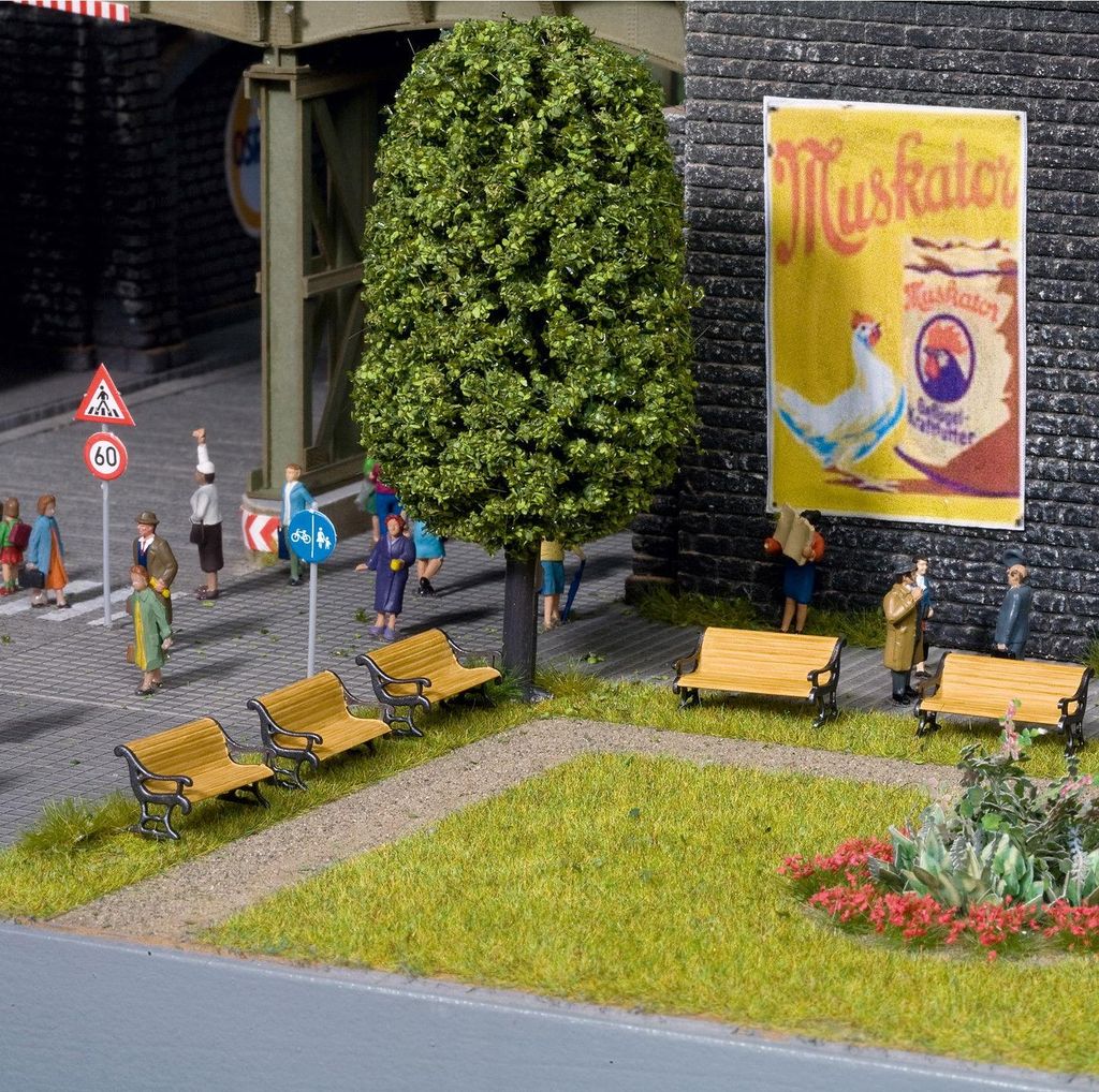 NOCH Bänke, realistisch handkoloriert für Modellbau Anlagen, ideal für Dioramen und Modellbahnen der Spur TT