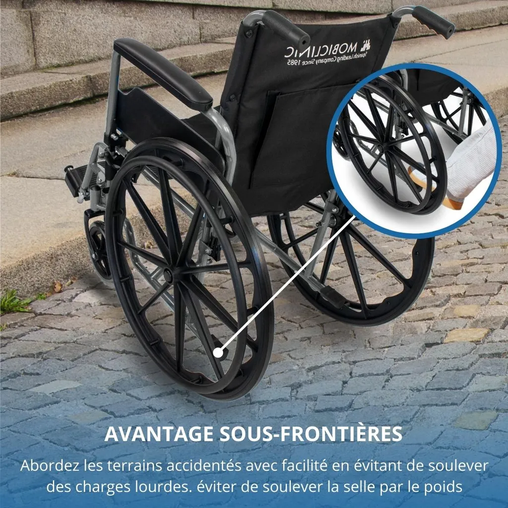 Fauteuil Roulant Pliable Gain de Place, Assise 46cm Stable et Sûr - 4