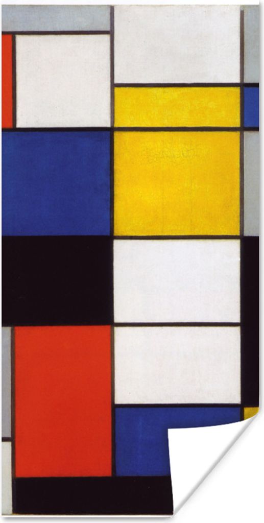 MuchoWow Poster Komposition A - Piet Mondrian 60x120 cm - Wandschmuck