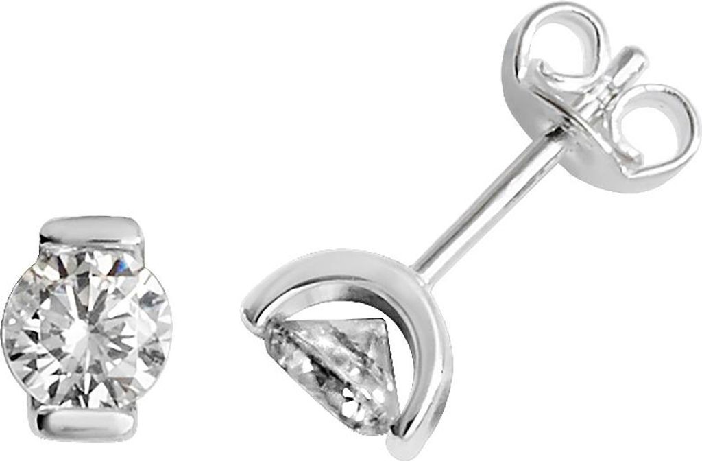 Schöne 925 Sterling Silber Damen - Paar Ohrstecker mit Zirkonia - 7mm*5mm; TRS22630