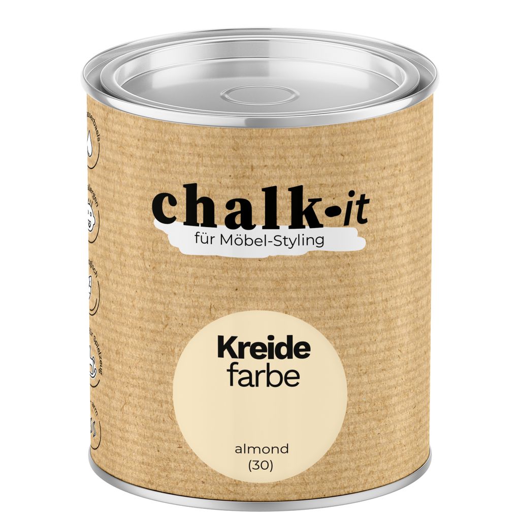 Kreidefarbe Chalk-it (30) Almond 0,125L Shaby Chic Möbel Holzlack Natur Vintage Möbellack