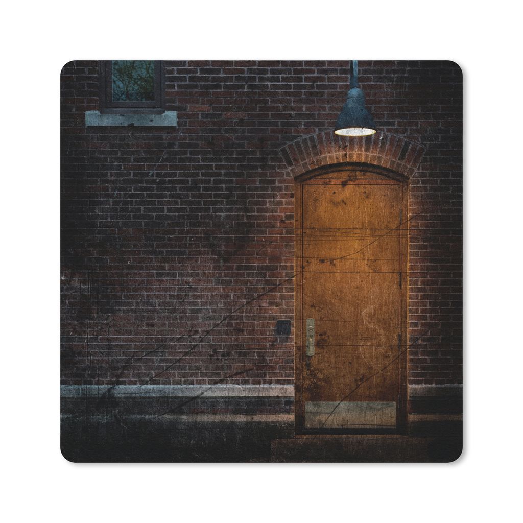MuchoWow Mauspad Mousepad Tür - Wand - Lampe - Architektur 20x20 cm - Mousepads - Maus Mat - Pad - Mausunterlage - Desk Mat - Bureauartikeln