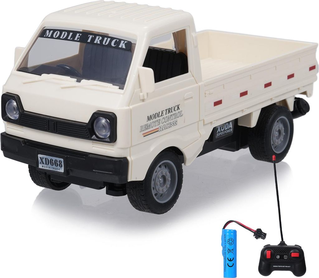 Ferngesteuertes Auto, wiederaufladbarer Simulations-Truck mit Spray und Lichtern, Spielzeugfahrzeug für Jungen Mädchen Weiß 1 Batterie
