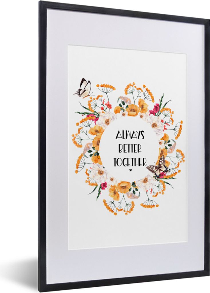 MuchoWow Gerahmtes Poster Zitate - Sprichwörter - Gemeinsam immer besser 40x60 cm - Poster mit Schwarzem Bilderrahmen Wandposter Rahmen Foto Bil...