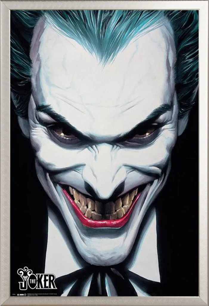 DC Comics Joker Alex Ross Poster Cornice Shinsuke Alluminio Argento