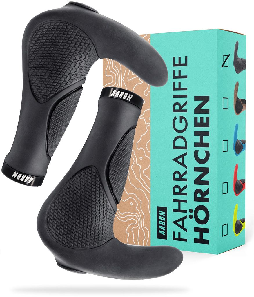 AARON Horn Ergonomische Fahrradgriffe mit Hörnern Schwarz Produktbild 