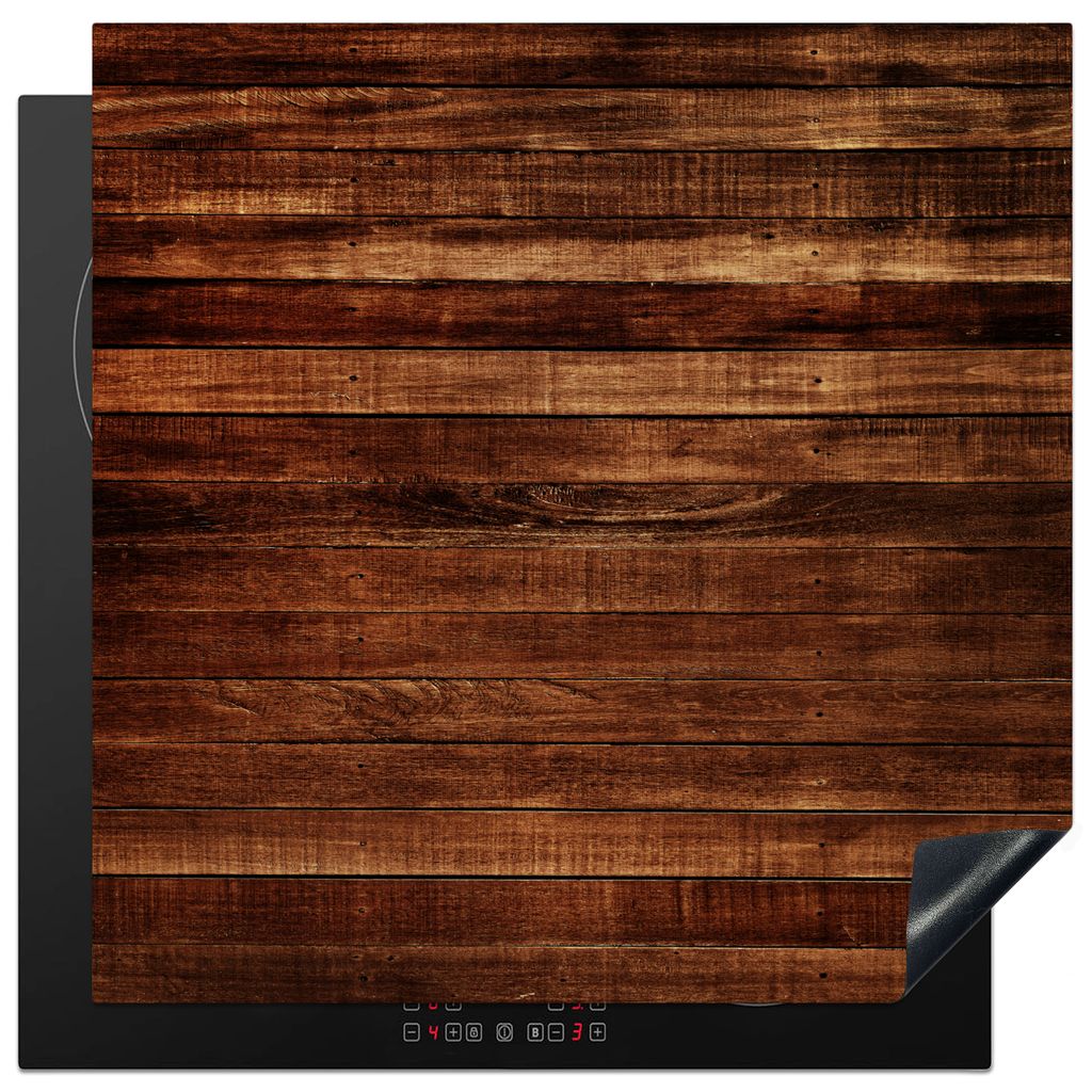 KitchenYeah Herdabdeckplatte Hartholz - Robust - Muster , 78x78cm, Küche Deko, Glaskeramikkochfeld Herdabdeckung, Abdeckplatte fùr Kochfeld