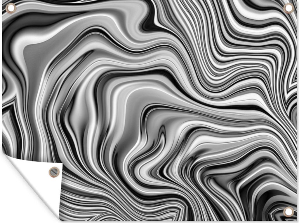 MuchoWow 40x30 cm Outdoor-Poster Gartendeko Sichtschutz Garten Poster für den Garten Abstrakte silberne Wellen