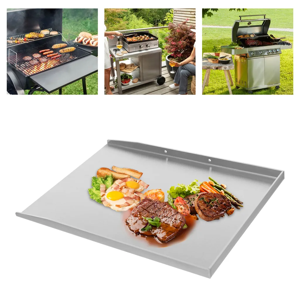 Poêle à griller rectangulaire en inox 48x34cm pour Barbecue et Grill