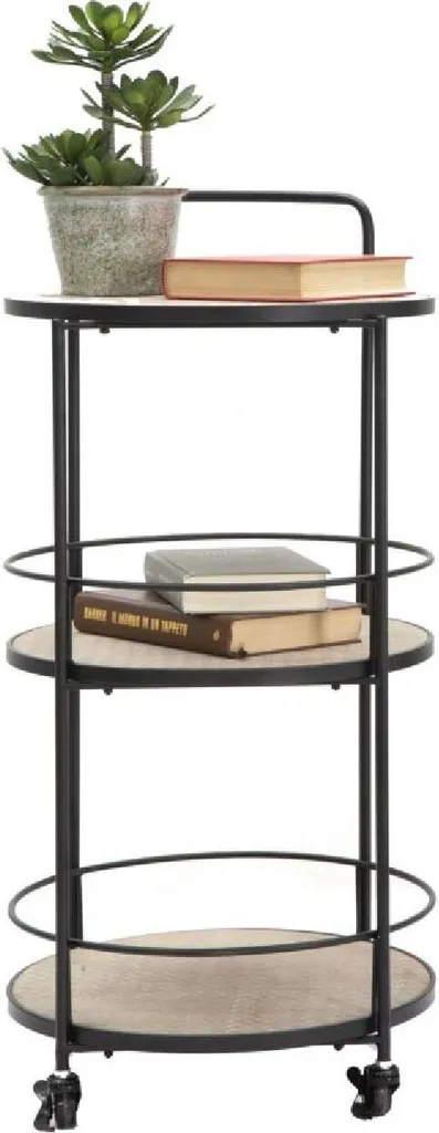 Table d'appoint Arex Mauro Ferretti en métal noir et bois foncé
