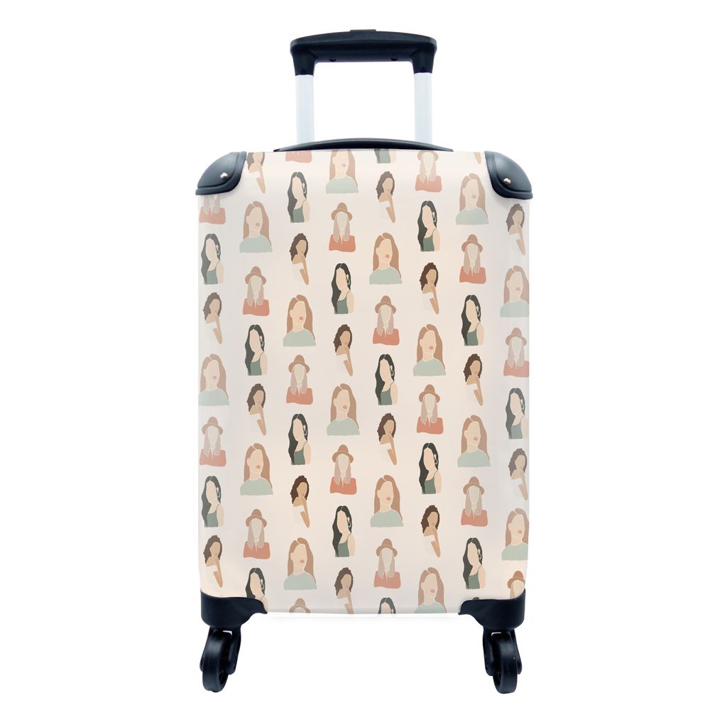 MuchoWow Koffer Handgepäck Trolley Rollkoffer Kleine Reisekoffer mit 4 Rollen - Hintergrund - Pastell - Frauen - Cabin Size < 55x40x23 cm & 55x4...