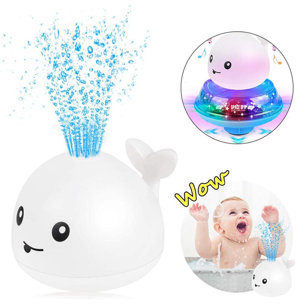 2 in 1 Badespielzeug Baby Badewannenspielzeug Autom Induktions Sprinkler Wal 