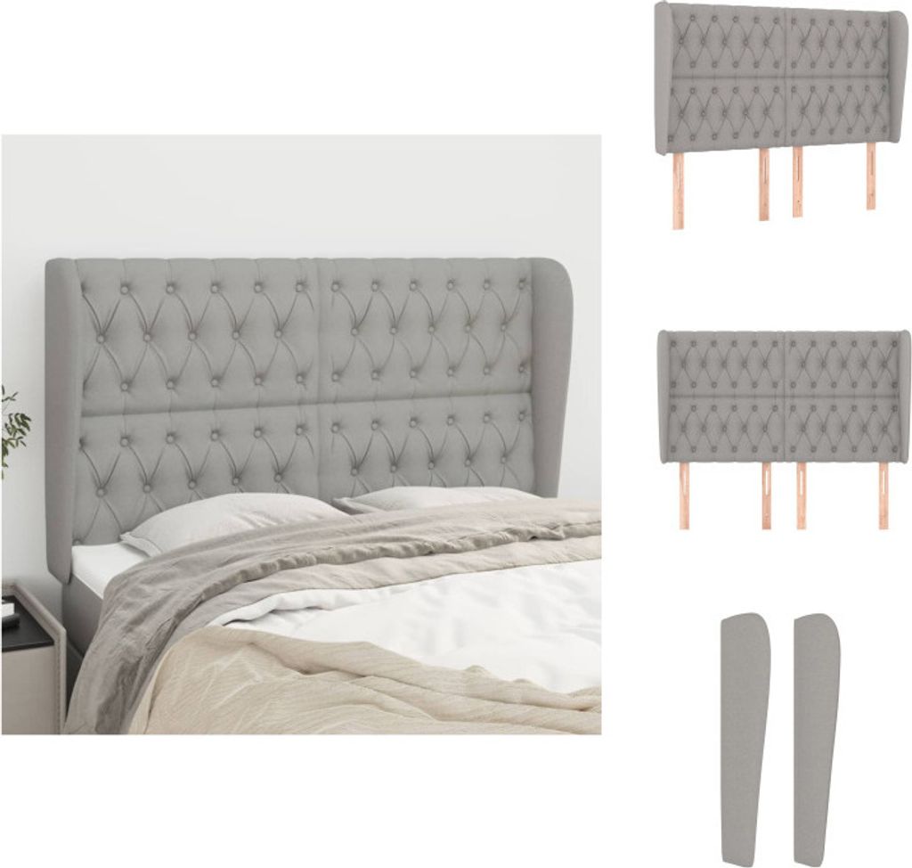 vidaXL Kopfteil mit Ohren Hellgrau 147x23x118/128 cm Stoff - Kopf- & Fußenden