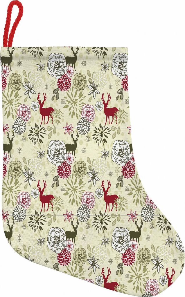 ABAKUHAUS Winter Hängende Nikolausstiefel Weihnachtssocken, Deer Blumen Weihnachten, Weihnachtsstrumpf zum Aufhängen, 25x35cm, Olivgrün Hellgrün