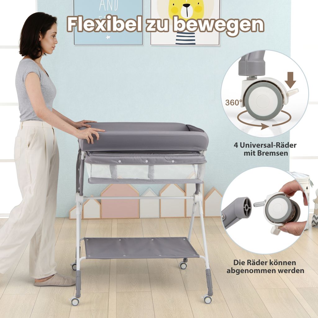 WOLTU Wickelaufsatz Wickelauflage Waschmaschine Trockner Wickeltischaufsatz Mit Seitenablage Sicherheitsgurt 80x165x70 Cm Wei 84486300