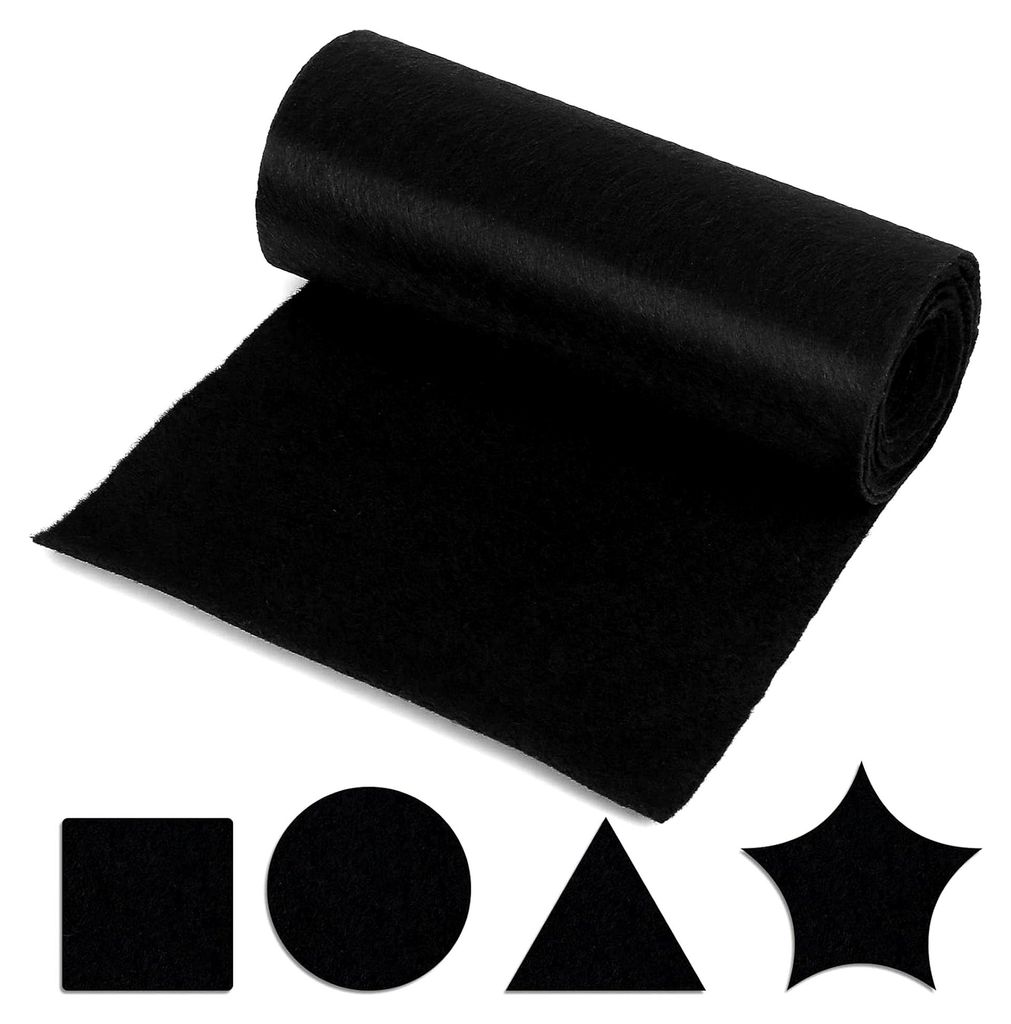 Filzmatte Schwarz, Filz Meterware 30 cm x 300 cm, Filzrolle für Bastelarbeiten, Stickfilz Dick 4mm, Filzunterlage für Filzen und Nähen