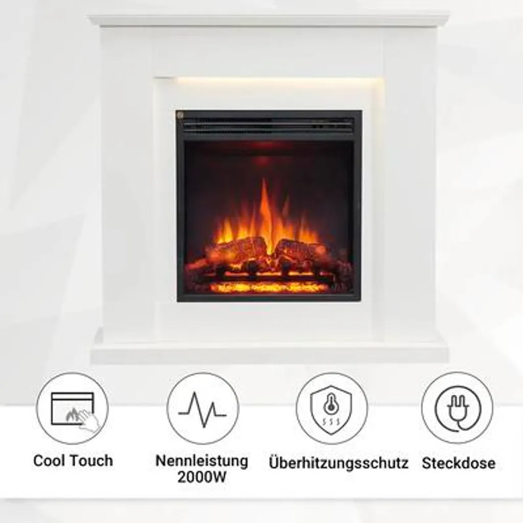 Cheminée électrique décorative blanche BALDERIA Pandora 2000 Watts