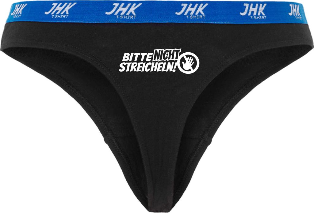 Damen Thong Slip - Boxer-0026-woman-black-v-XS - schwarz - XS - vorn - Bitte nicht streicheln - lustiges Motiv - Spruch - Unterwäsche - Unterhose ...