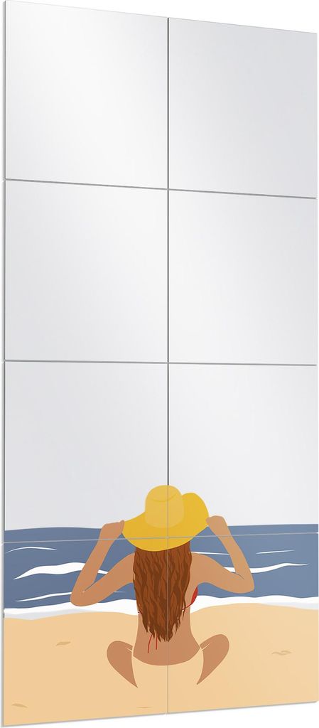 DEQORI Wandspiegel Puzzle 60x120 cm 'Mit Blick aufs Blau' Spiegel Ganzkörperspiegel