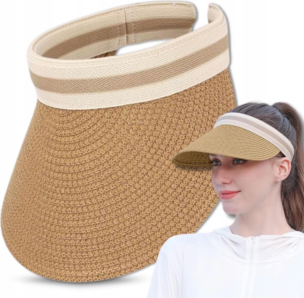 EDIBAZZAR | Stroh-Sonnenschutzkappe mit Schirm und Produktbild 