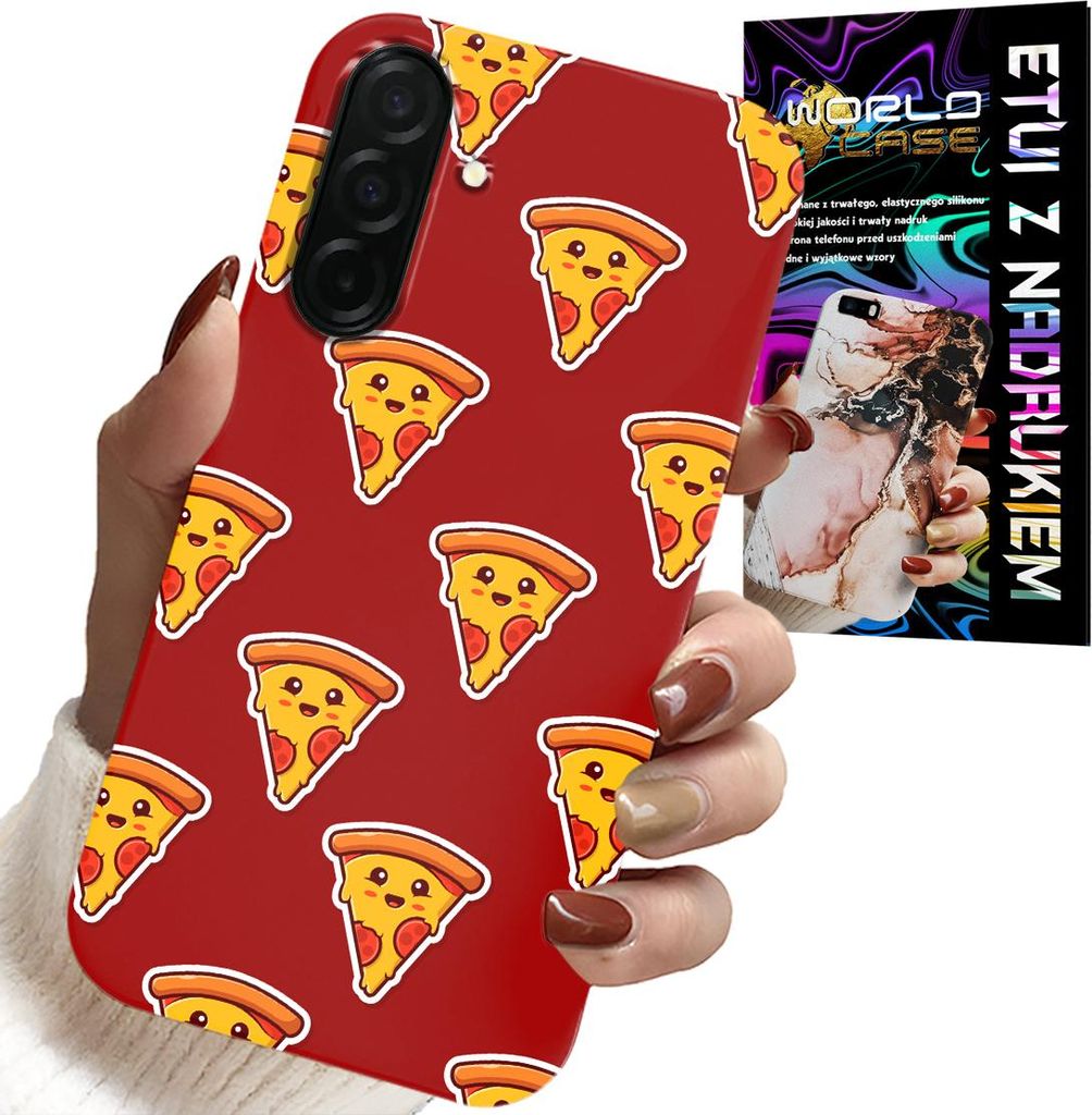 Hülle Für Samsung Galaxy A26 5G - Design Mit Fröhlicher Pizza Auf Rotem Hintergrund
