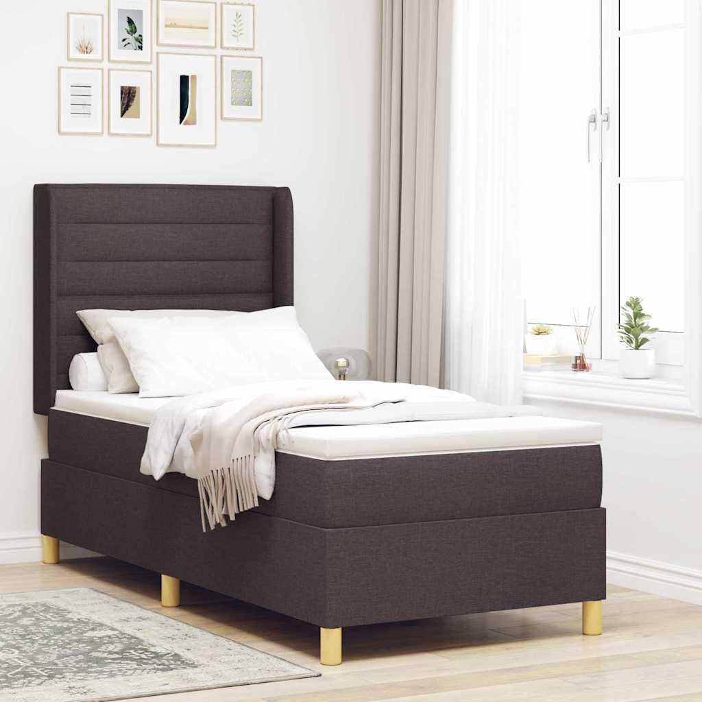Maison Exclusive - Boxspringbett mit LED-Lichtleisten Braun 100 x 200 cm Stoff