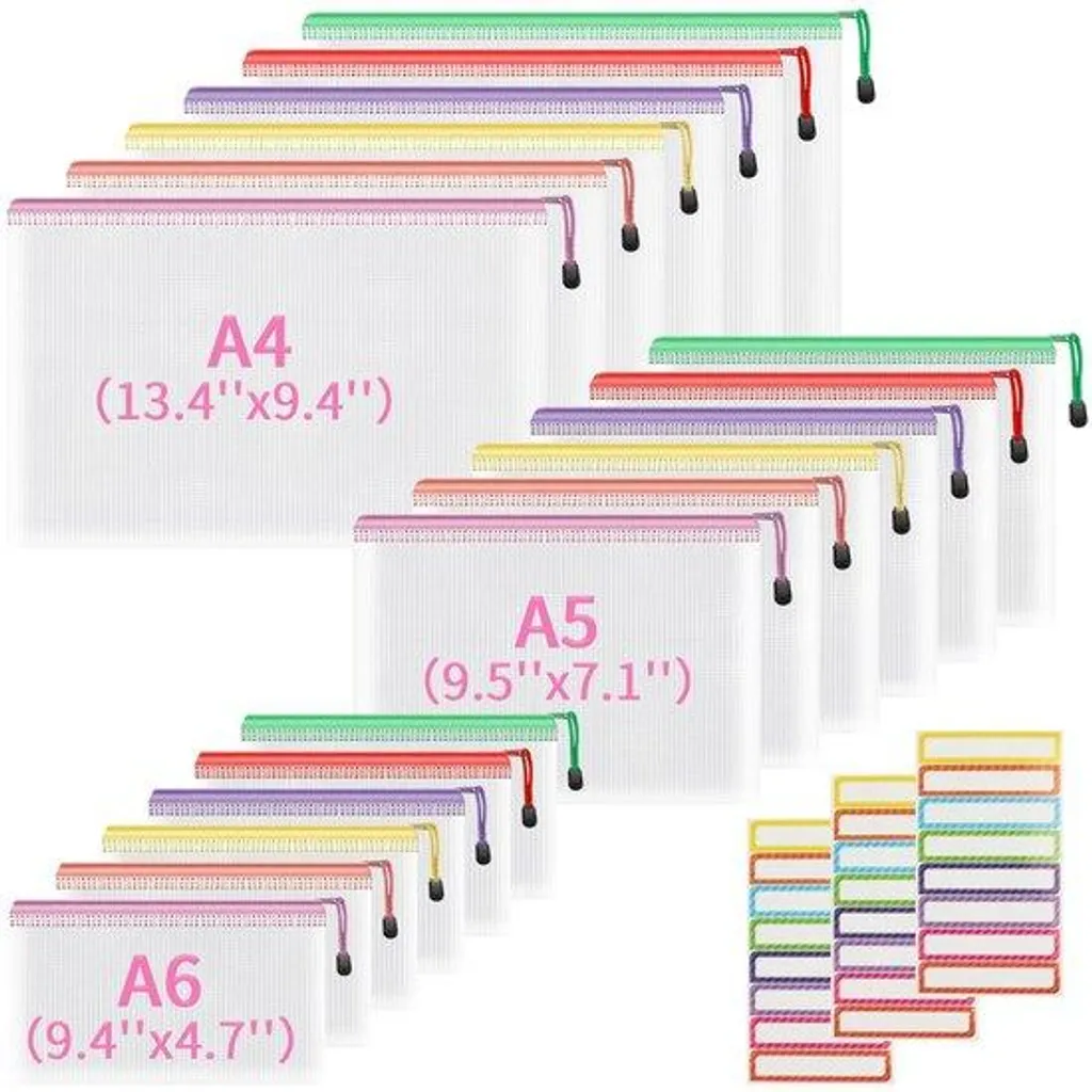 Organiseur de documents zippé pour fournitures scolaires et bureau