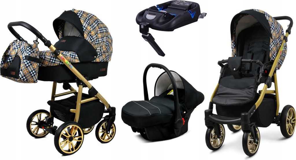 BabyLux Color Lux | 4in1 Kinderwagen Set | Gold Grille | Kombikinderwagen | Kinderwagenset | Is