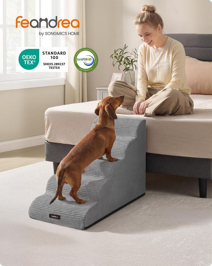 FEANDREA Hundetreppe, 5-stufig-Haustiertreppe, Cord mit Produktbild 