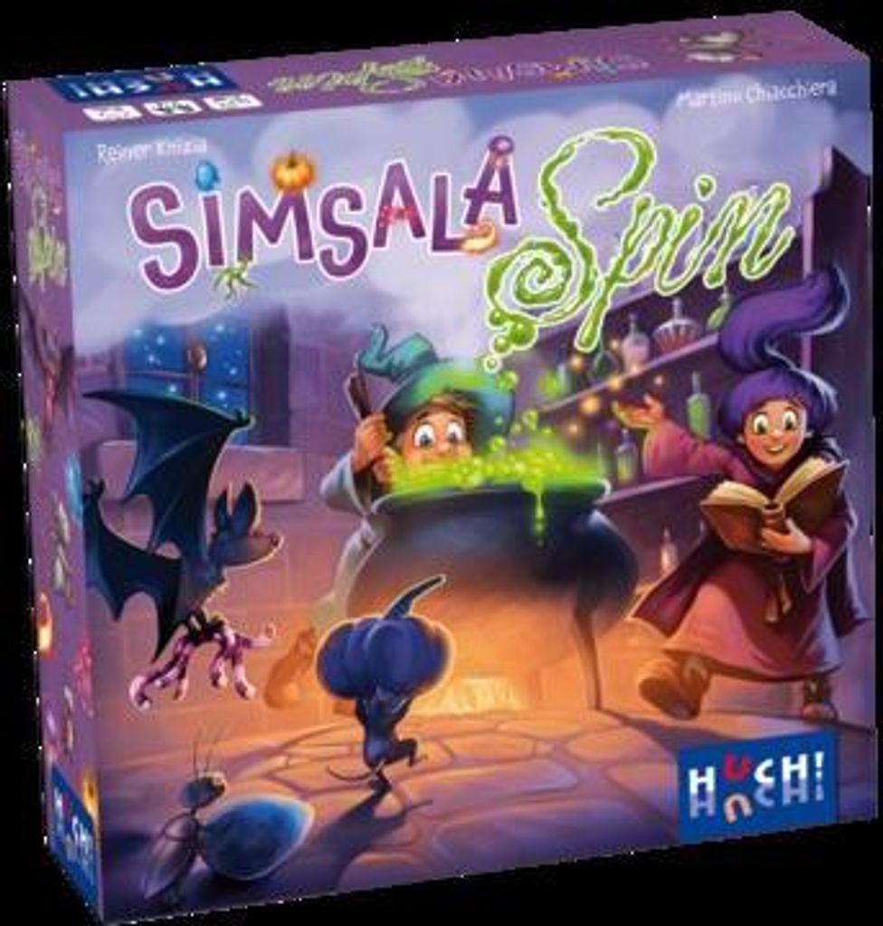 HUCH!, Simsala Spin, Hexen Spiel, Magisches Kinderspiel mit spannender Zaubertrank-Prüfung, kooperatives Merkspiel, Für 2–4 Spieler ab 5 Jahren
