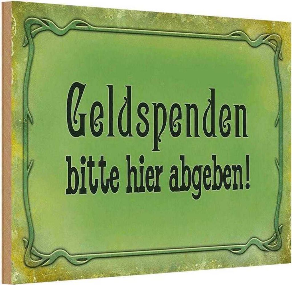 vianmo Holzschild 12x18 cm Geldspendenbitte hier abgeben Warnschild Hinweisschild