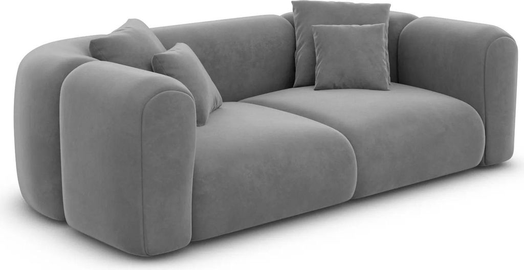 Samtstoff 2-Sitzer Couch Belio Dunkelgrau