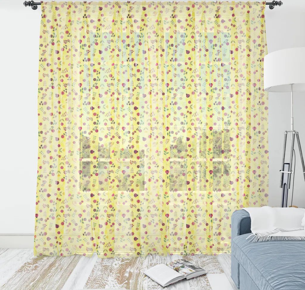 Tapisserie ABAKUHAUS Printemps Coccinelle Jaune en Satin 160x274 cm