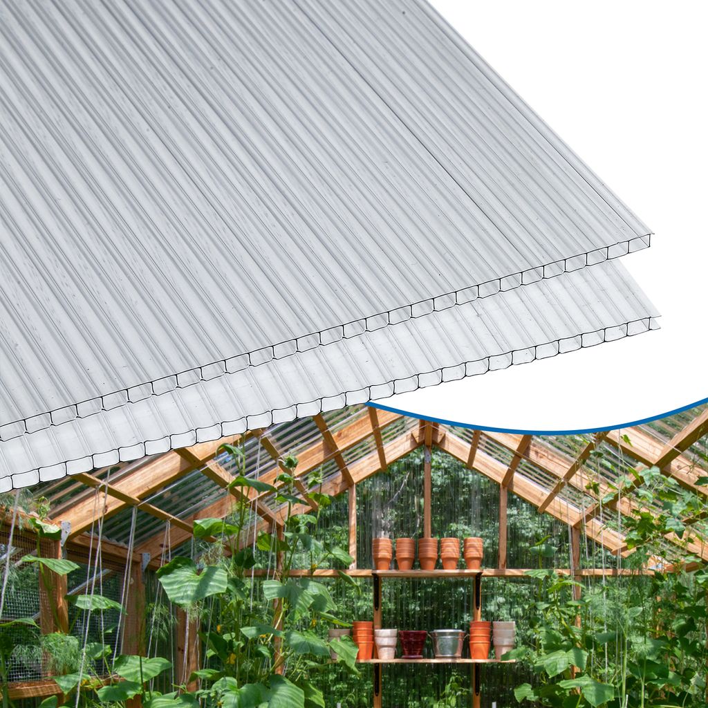 14x Doppelstegplatten Gewächshaus Polycarbonat Hohlkammerplatte Garten UV-Schutz 