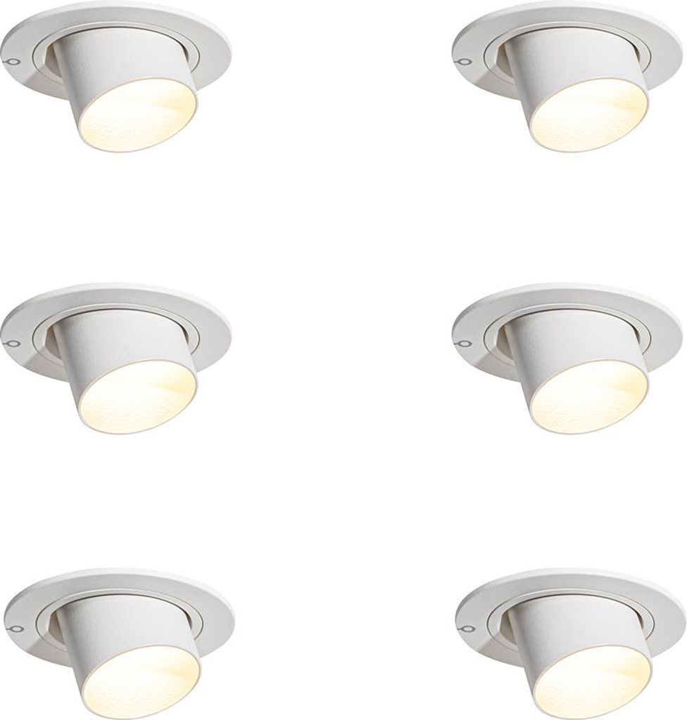 QAZQA - Modern Set mit 6 Einbauspots weiß GU10 35mm Rund Kippbar - Installa I Wohnzimmer I Schlafzimmer - Aluminium Rund - LED geeignet GU10