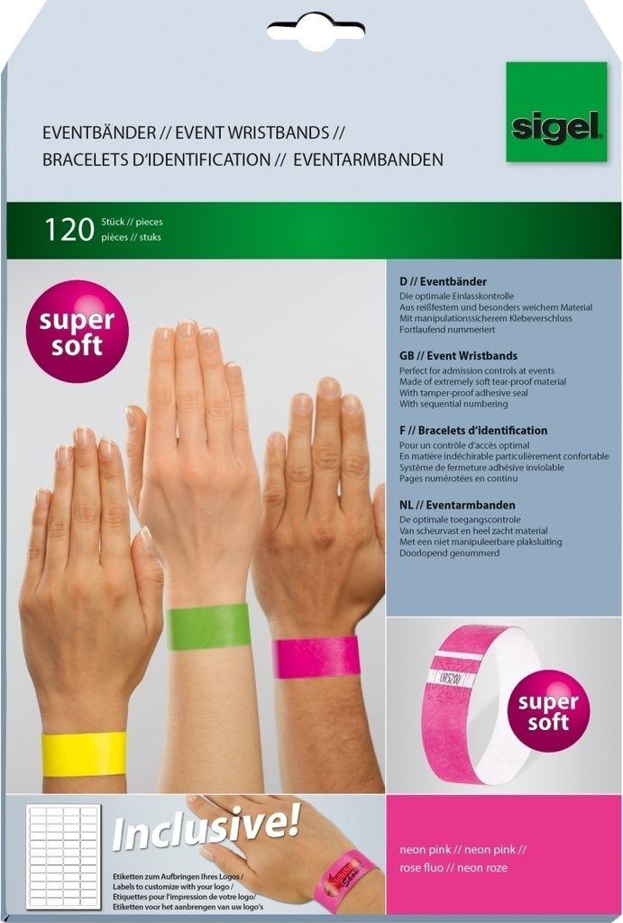 Eventbänder Super Soft neon pink 255x25mm VE=20x120 Stück