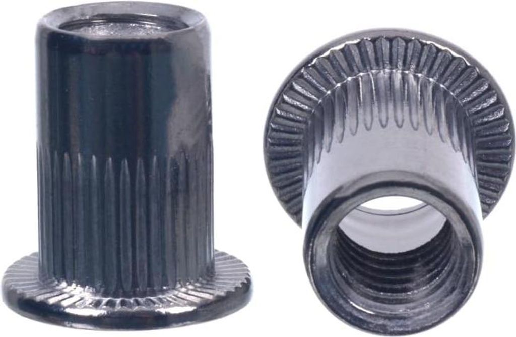 NAJDER Nietmutter aus Edelstahl mit gezahntem Bund, M5 x 12 mm, Blindnietmuttern, Gewindenieten Senkkopf-Nietmuttern, Flachkopf Nietmuttern, A2-AIS...
