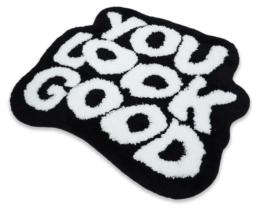 Tapis de bain pour chambre et douche 54x64 cm noir antidérapant cosy