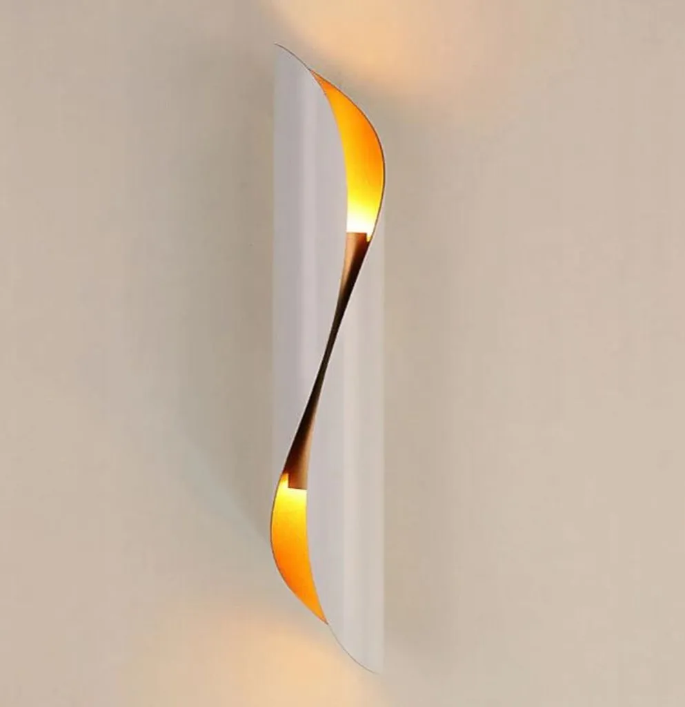 Applique murale aluminium 40x8x8 cm blanc or double éclairage E14 - 3