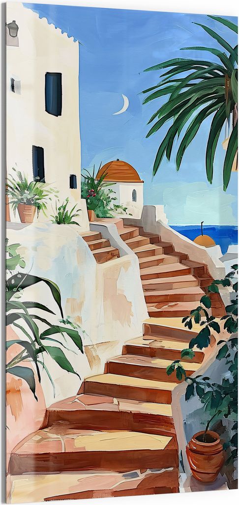 DEQORI Magnettafel Glas 50x100 cm 'Mediterrane Idylle' beschreibbar Whiteboard Küche