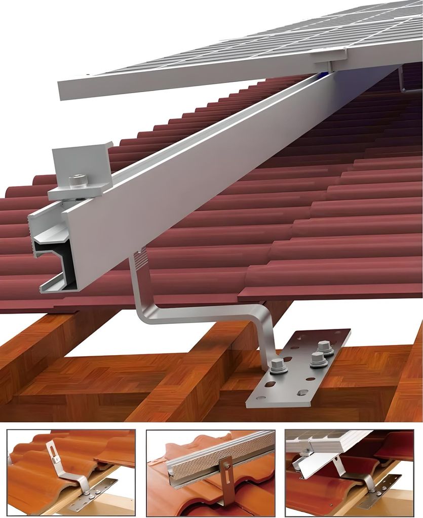 Ziegeldach Balkonkraftwerk Halterung für 2 Panele PV Modul Produktbild 5