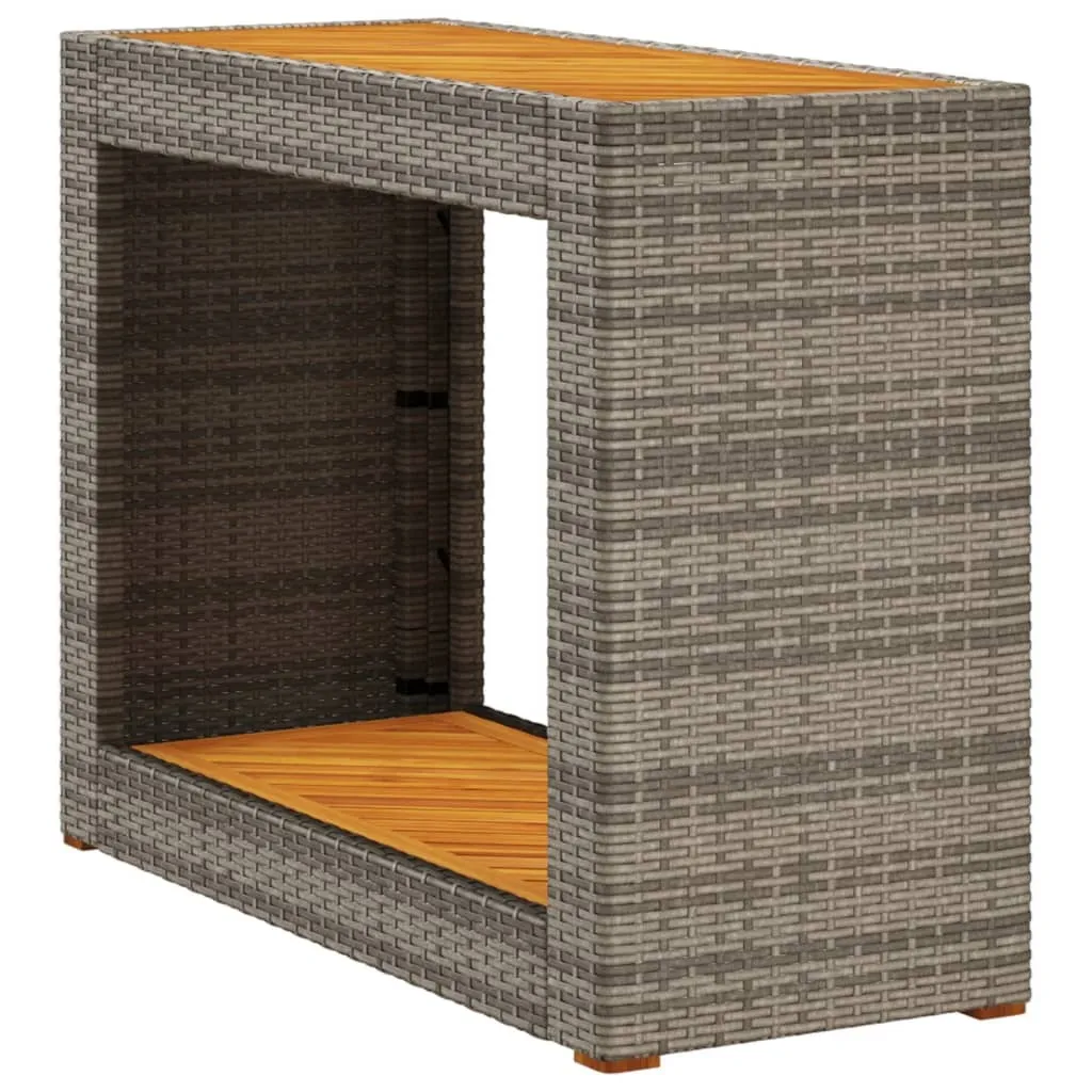 Tavolo Outdoor in Rattan Sintetico Grigio con Top in Acacia Naturale