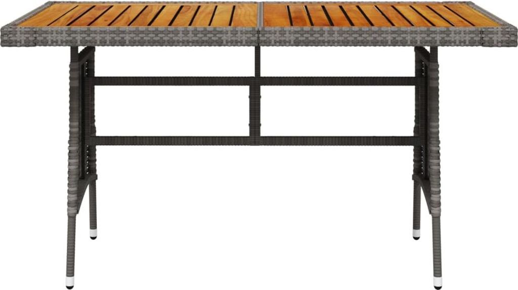 vidaXL Gartentisch Grau 130x70x72 cm Poly Rattan & Massivholz Akazie